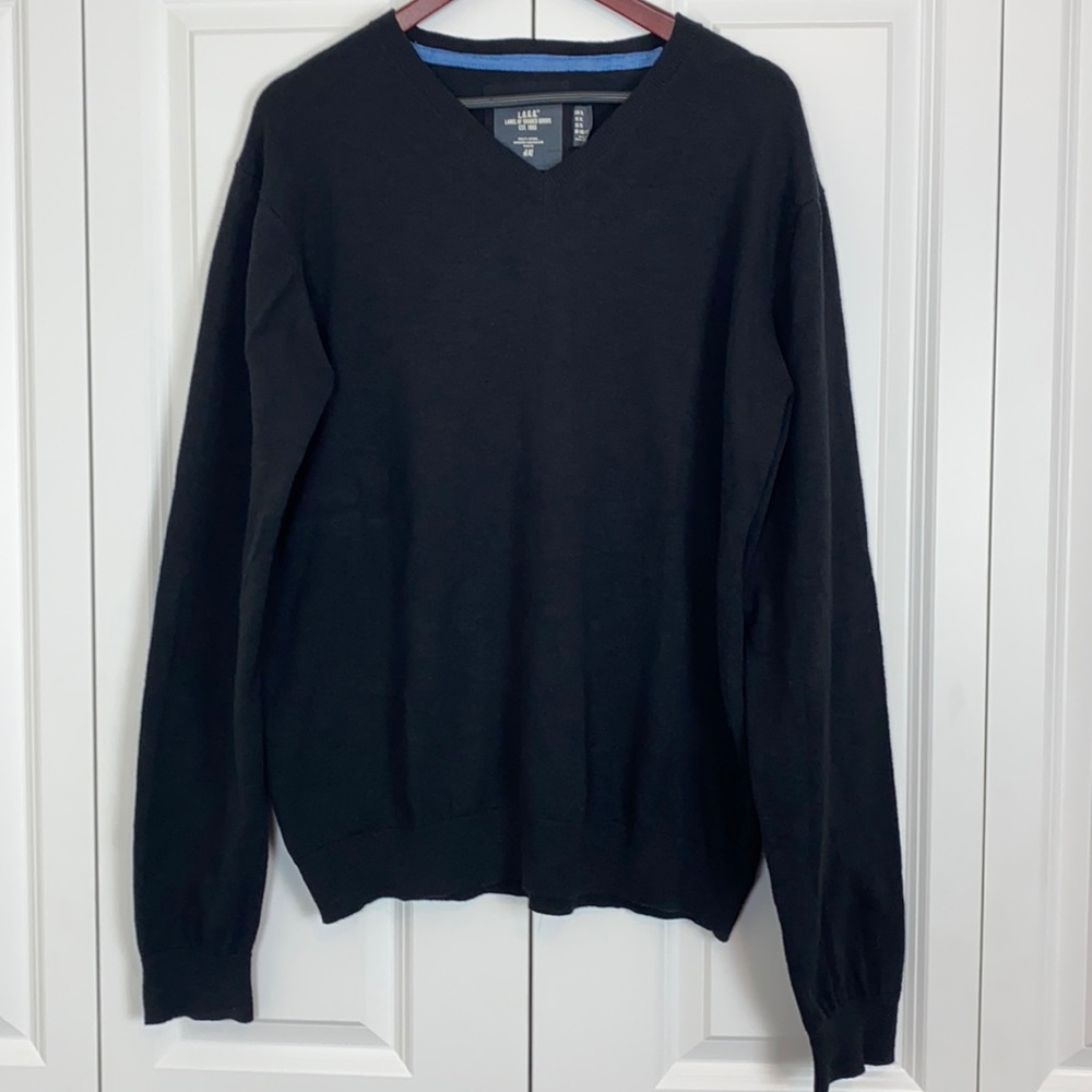 Unisex H&M LOGG Cotton V-Neck Long Sleeve Sweater Dark Black Size XL